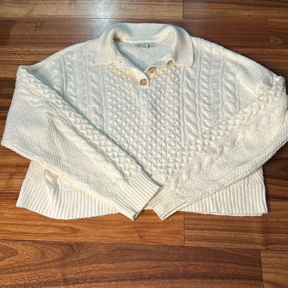 American eagle‎ white baggy cable knit sweater loose fit soft pull over sweater - Picture 2 of 8